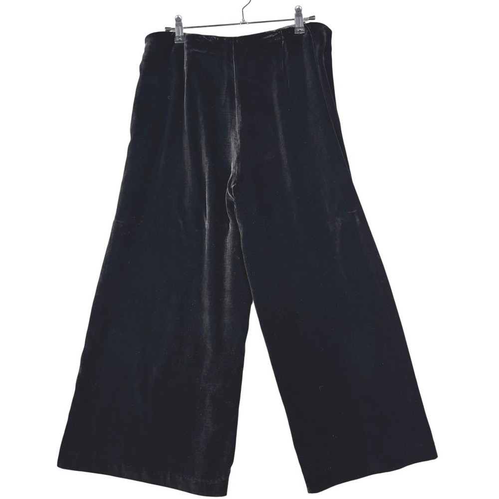 WD.NY Women's Size 8 Black Velvet Silk Blend Wide-Leg Pants